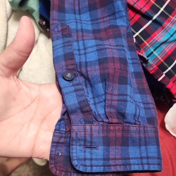 Patagonia Mens Blue and Dark Red Plaid Organic Cotton Flannel Shirt - Picture 6 of 8